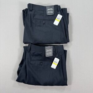 NEW Van‎ Heusen Dress Pants Men's 40x30 Gray Straight Leg Pleated Studio